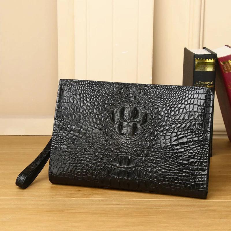 Crocodile Clutch Bag Briefcase High-quality Real Cowhide Envelope Clutch Bag Large Capacity Men's Bag - So Real Fashion