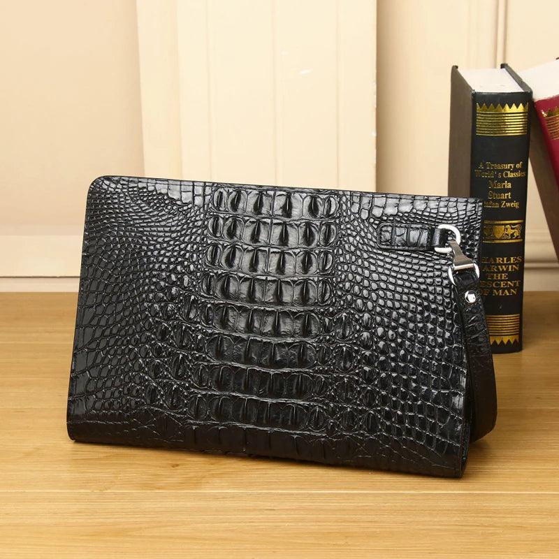 Crocodile Clutch Bag Briefcase High-quality Real Cowhide Envelope Clutch Bag Large Capacity Men's Bag - So Real Fashion