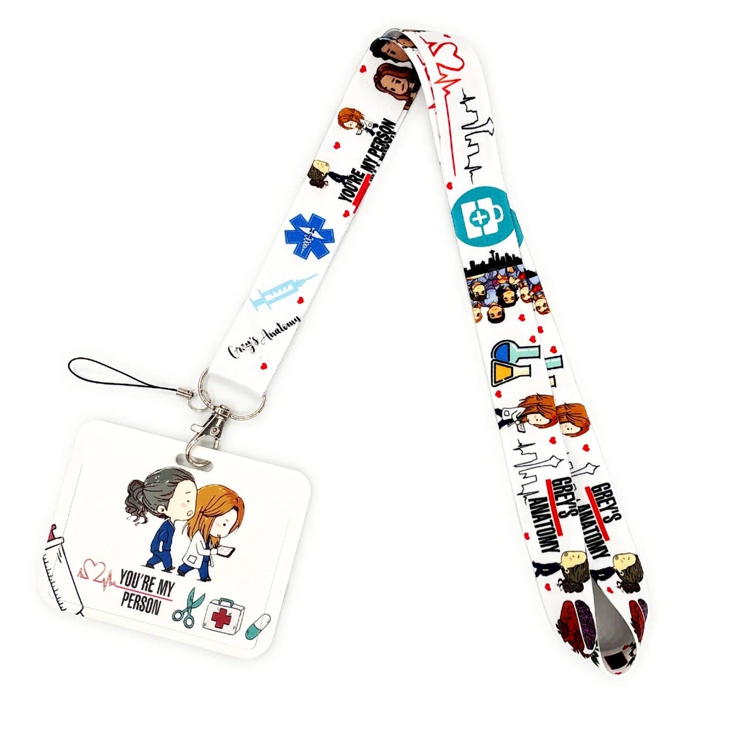 Grey's Anatomy Doctor Nurse Credential Holder Neck Strap Lanyards Keychain Holder ID Card Pass Hang Rope Lariat Lanyard - So Real Fashion