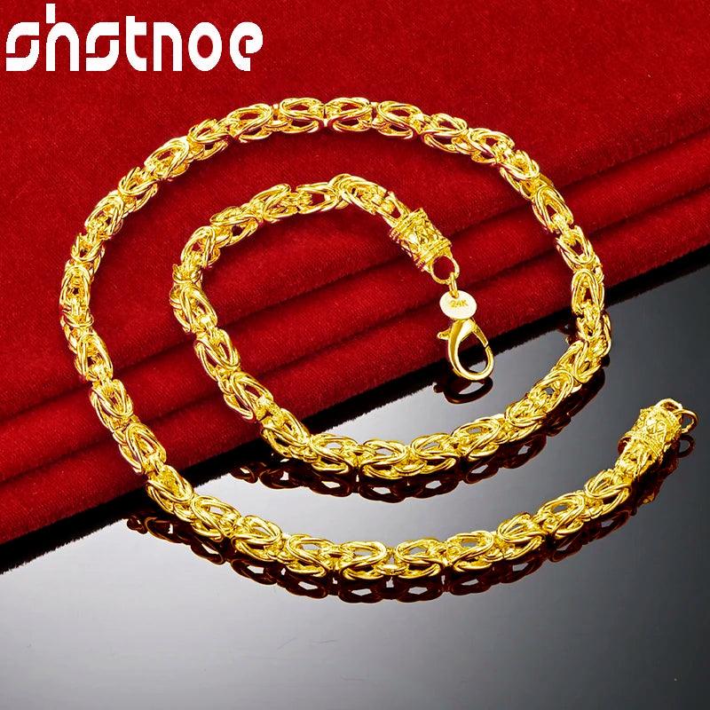 24K Gold Keel Chain Necklaces For Woman Men Hip Hop Fashion Party Wedding Engagement Birthday Charm Jewelry Lovers Gift - So Real Fashion