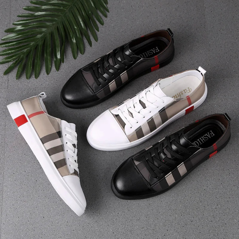 Mens Breathable Skateboard Shoes Men Fashion Sneakers High Quality Trainers Shoes Casual Genuine Leather Shoes.