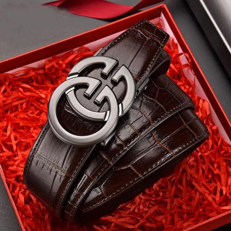 Men's Genuine Leather Belt Metal Alloy Automatic Buckle Belt High-End Design Business Casual Belt - So Real Fashion