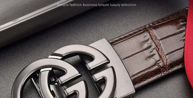 Men's Genuine Leather Belt Metal Alloy Automatic Buckle Belt High-End Design Business Casual Belt - So Real Fashion