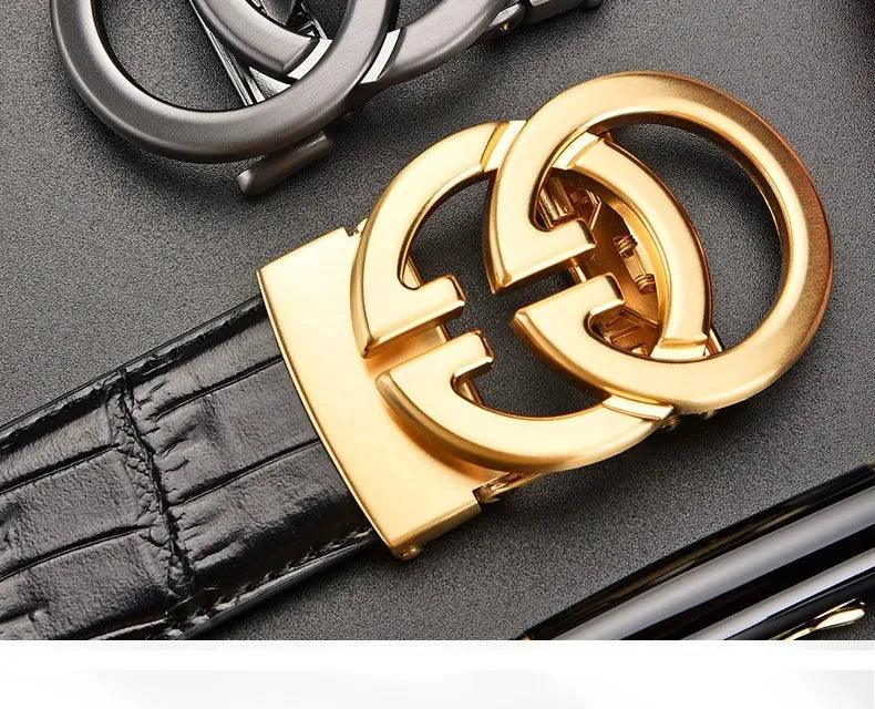 Men's Genuine Leather Belt Metal Alloy Automatic Buckle Belt High-End Design Business Casual Belt - So Real Fashion