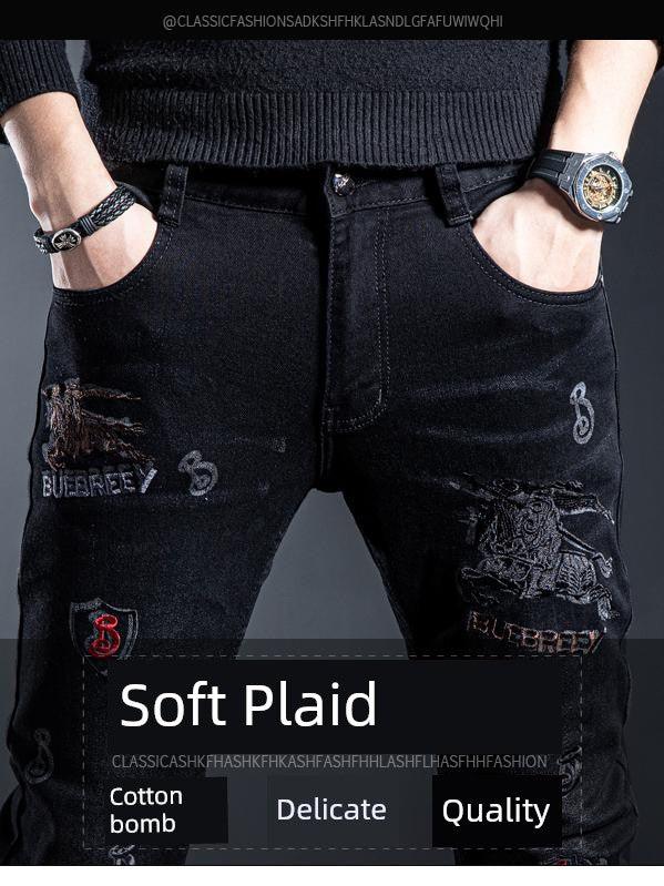 European Station Summer Embroider Skinny Jeans Black Denim - So Real Fashion