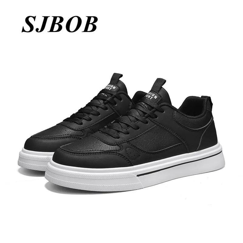 Classic Black Men Skate Shoes Comfy Breathable Leather Men's Skateboard Shoes Low Top Flat Sneakers For Men Zapatillas De Skate - So Real Fashion