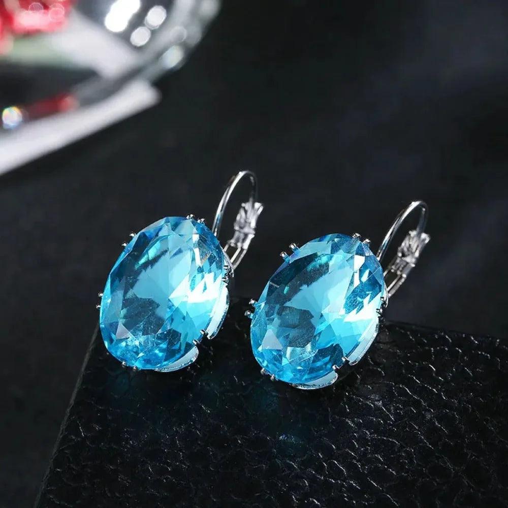 Crystal Cubic Zircon Big Stone Drop Earrings For Women Party Jewelry Valentines Day Gifts - So Real Fashion