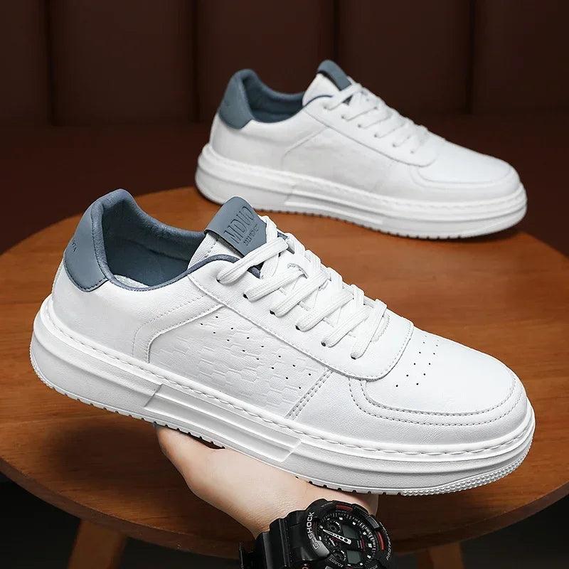 Leather Men White Flat Casual Shoes Lightweight Sneakers Breathable Sports Shoes Shoes for Men Tenis Shoes Zapatillas Hombre - So Real Fashion