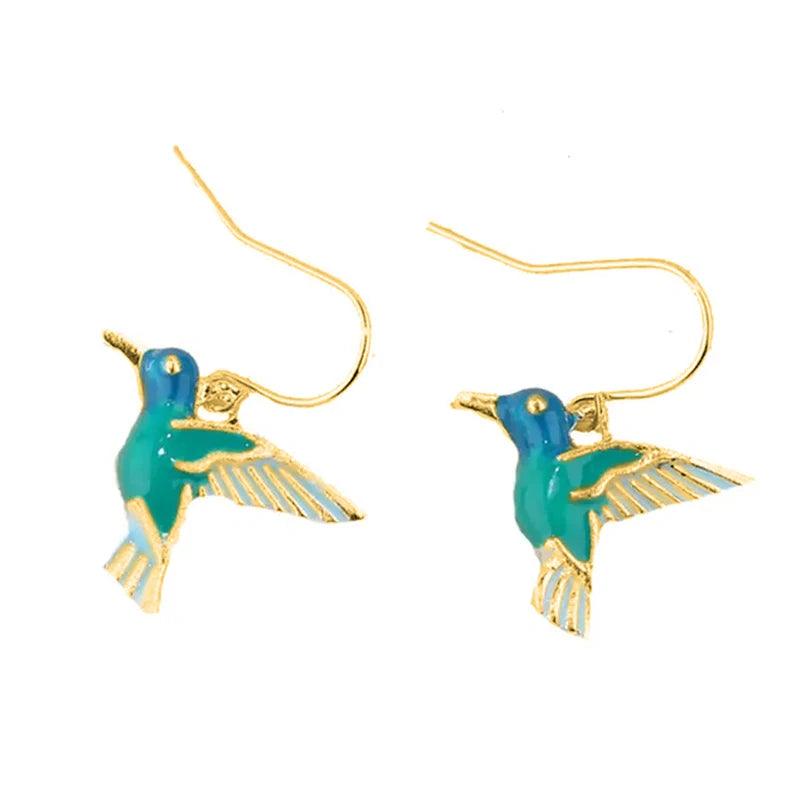 Huitan Boho Style Green Bird Dangle Earrings for Women Unique Handmade Enamel Animal Earrings Fancy Gift Trendy Jewelry Dropship - So Real Fashion