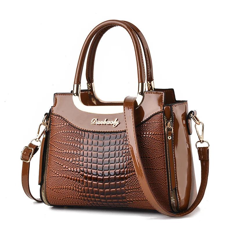 Stylish senior crocodile print women's handbag, temperament all large capacity single shoulder crossbody bag - So Real Fashion