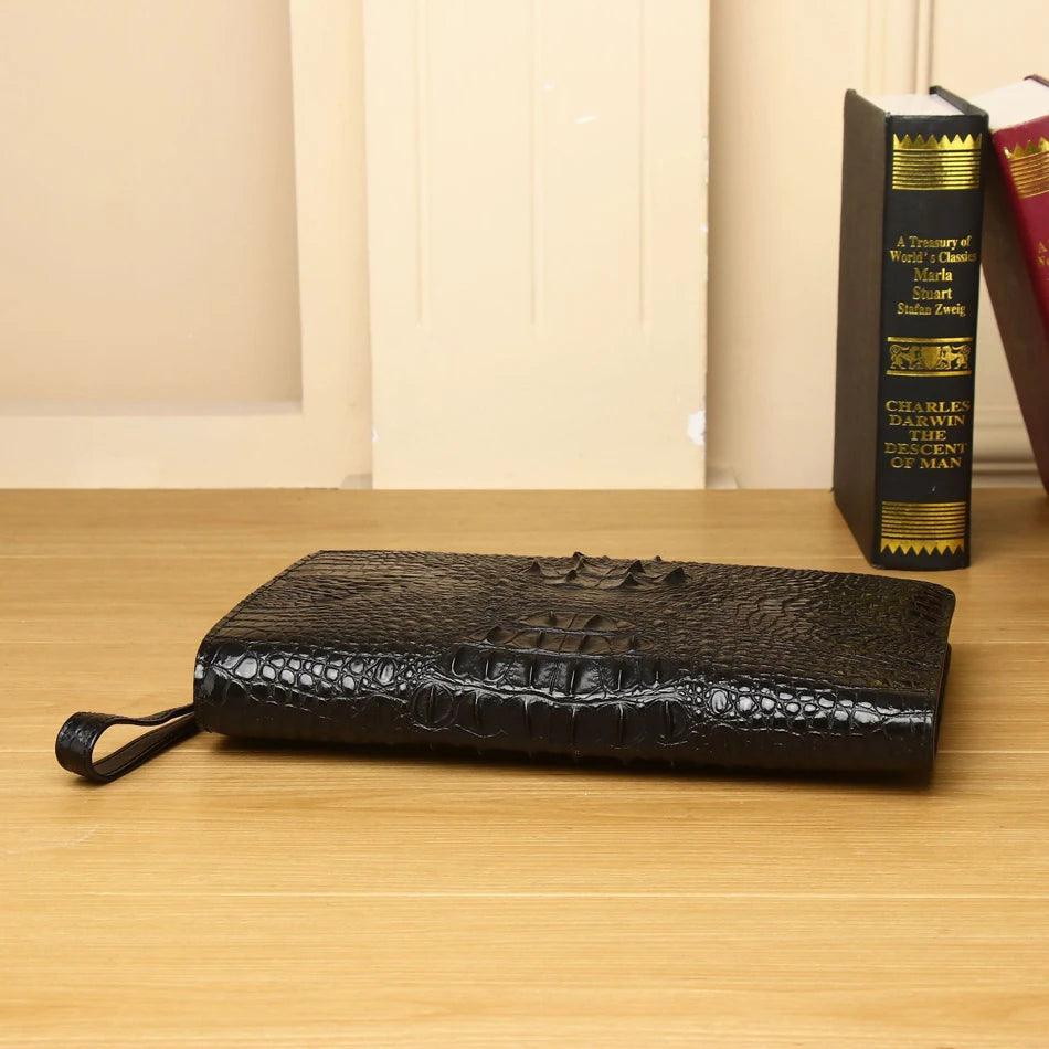 Crocodile Clutch Bag Briefcase High-quality Real Cowhide Envelope Clutch Bag Large Capacity Men's Bag - So Real Fashion