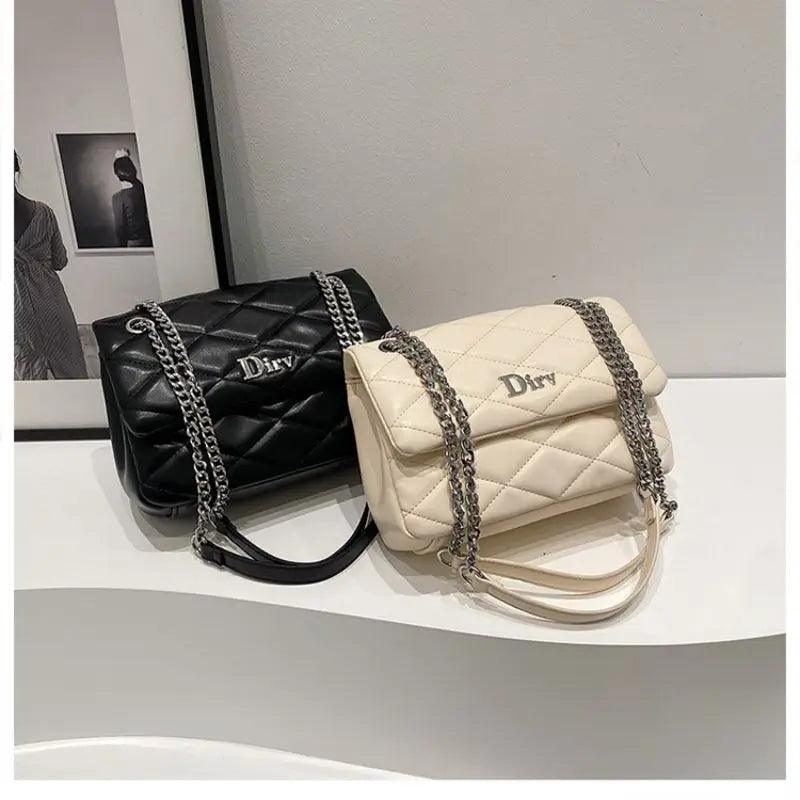 New Trendy Handbags Luxury Women Shoulder Bag PU Leather Chain Crossbody Bags Ladies Messenger Square Bag - So Real Fashion