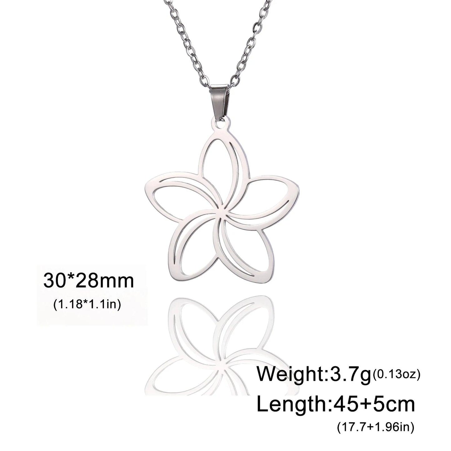 Skyrim Five petal Flower Pendant Stainless Steel Necklace Men and Women Lovers Fashionable and Minimalist Wedding Gifts Jewelry - So Real Fashion