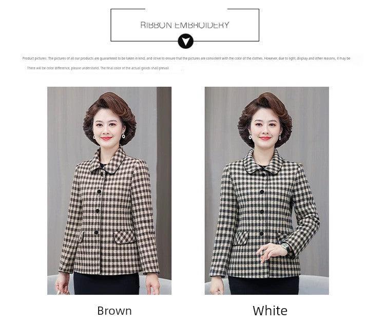 Classic Style Ladieswear Middle-Aged and Elderly Plaid Spring and Autumn Clothing - So Real Fashion