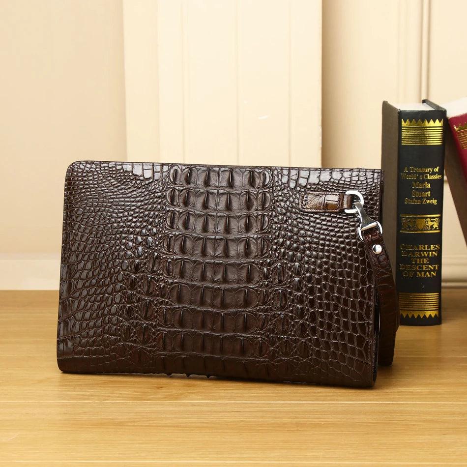 Crocodile Clutch Bag Briefcase High-quality Real Cowhide Envelope Clutch Bag Large Capacity Men's Bag - So Real Fashion