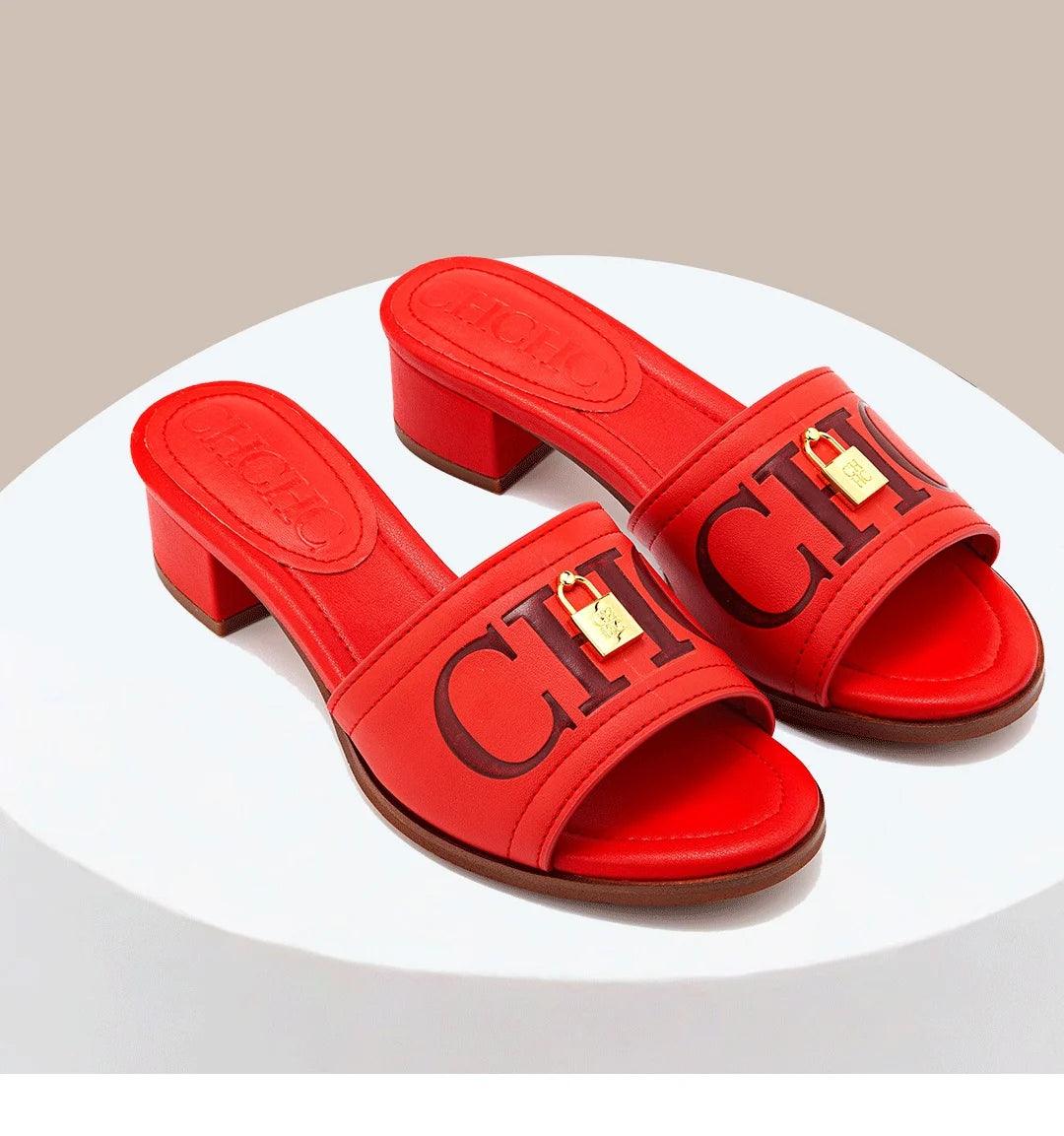 CH Women's Solid Colour Printing Slippers Simple Fashion Slippers High End Style Elegant Wearable Office Slippers Shoes - So Real Fashion