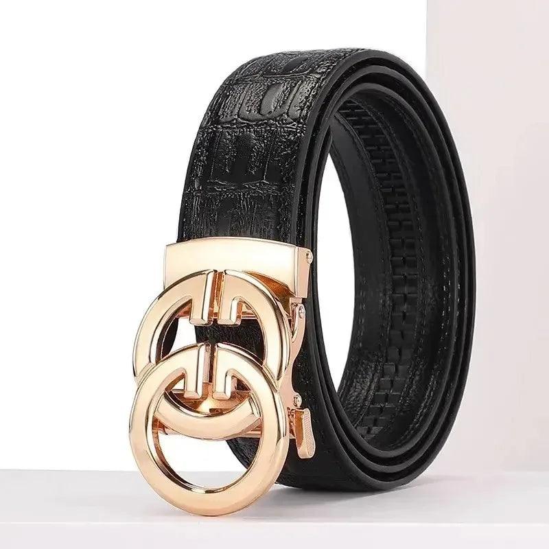 Men's Genuine Leather Belt Metal Alloy Automatic Buckle Belt High-End Design Business Casual Belt - So Real Fashion