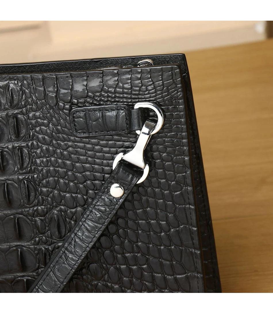 Crocodile Clutch Bag Briefcase High-quality Real Cowhide Envelope Clutch Bag Large Capacity Men's Bag - So Real Fashion