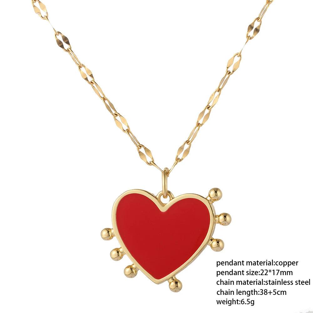 Red Heart Love Pendant Necklace for Women Choker Long Chains Neck Lace Gold Color Collar Lovers Gift Boho Party Fashion Jewelry - So Real Fashion