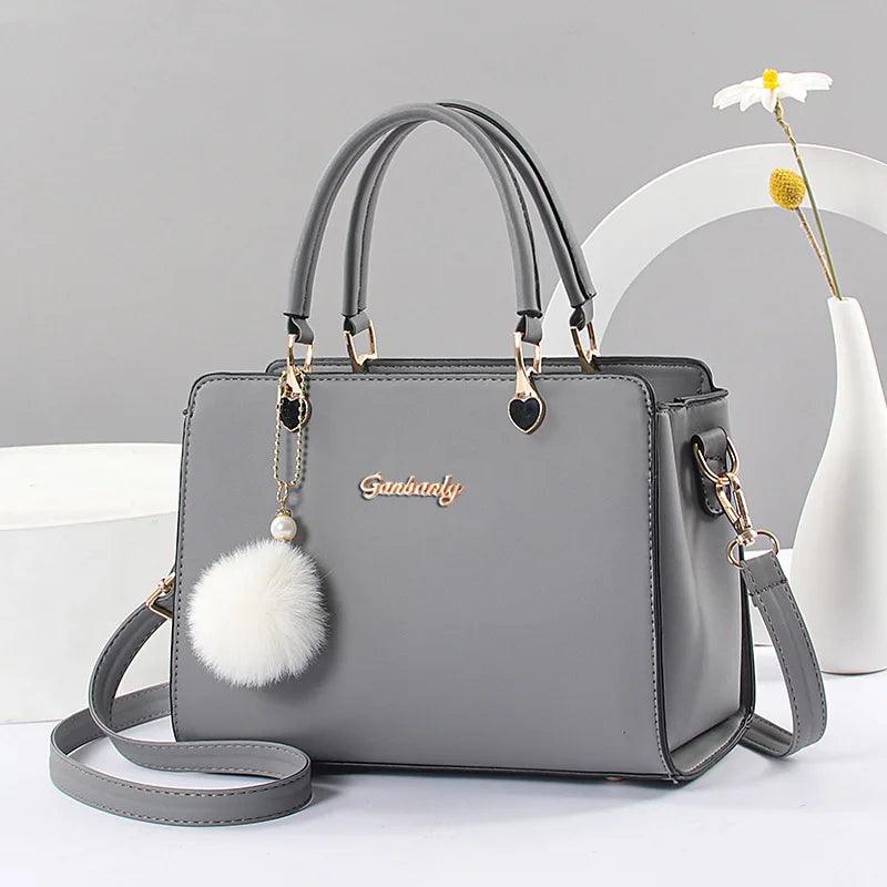 Stylish casual women's handbag, commuter shoulder bag crossbody bag, small hair ball pendant decoration - So Real Fashion