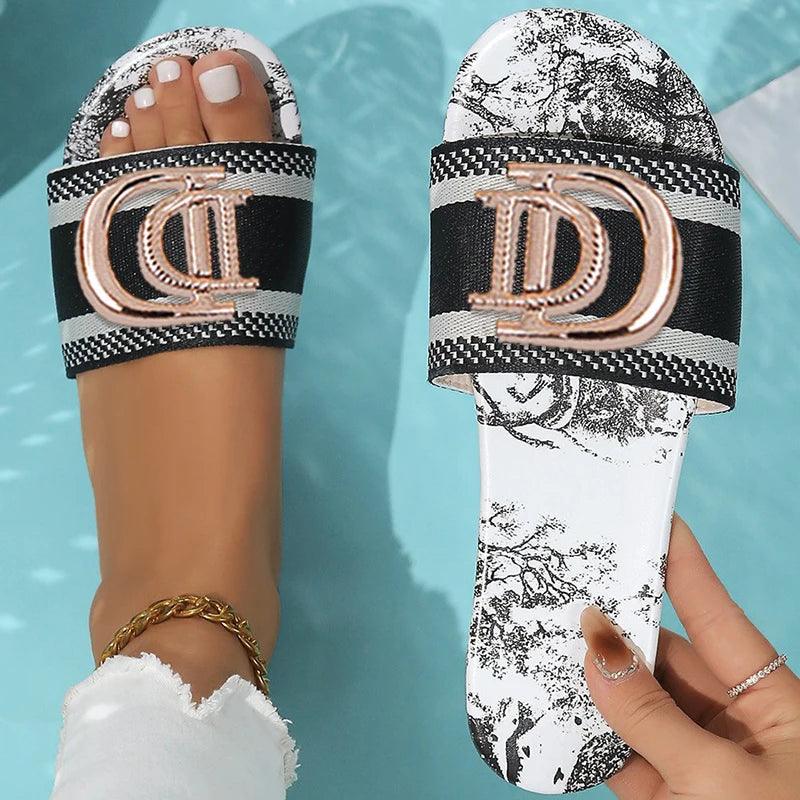 Women Elegent Sexy Slippers Fashion Design Casual Women Flat Sandals Summer External Wear Sandy Beach Large Size Women Slides - So Real Fashion