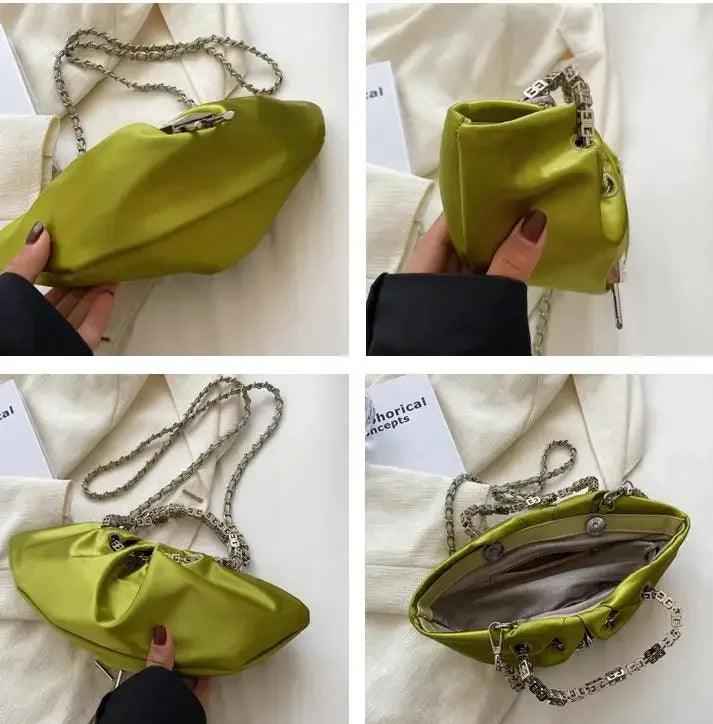 Luxury Designer Handbag Silk Folds Chain Shoulder Bag Dumpling Shape Crossbody Bags Handbag and Purse Totes Ladies Messenger Bag - So Real Fashion