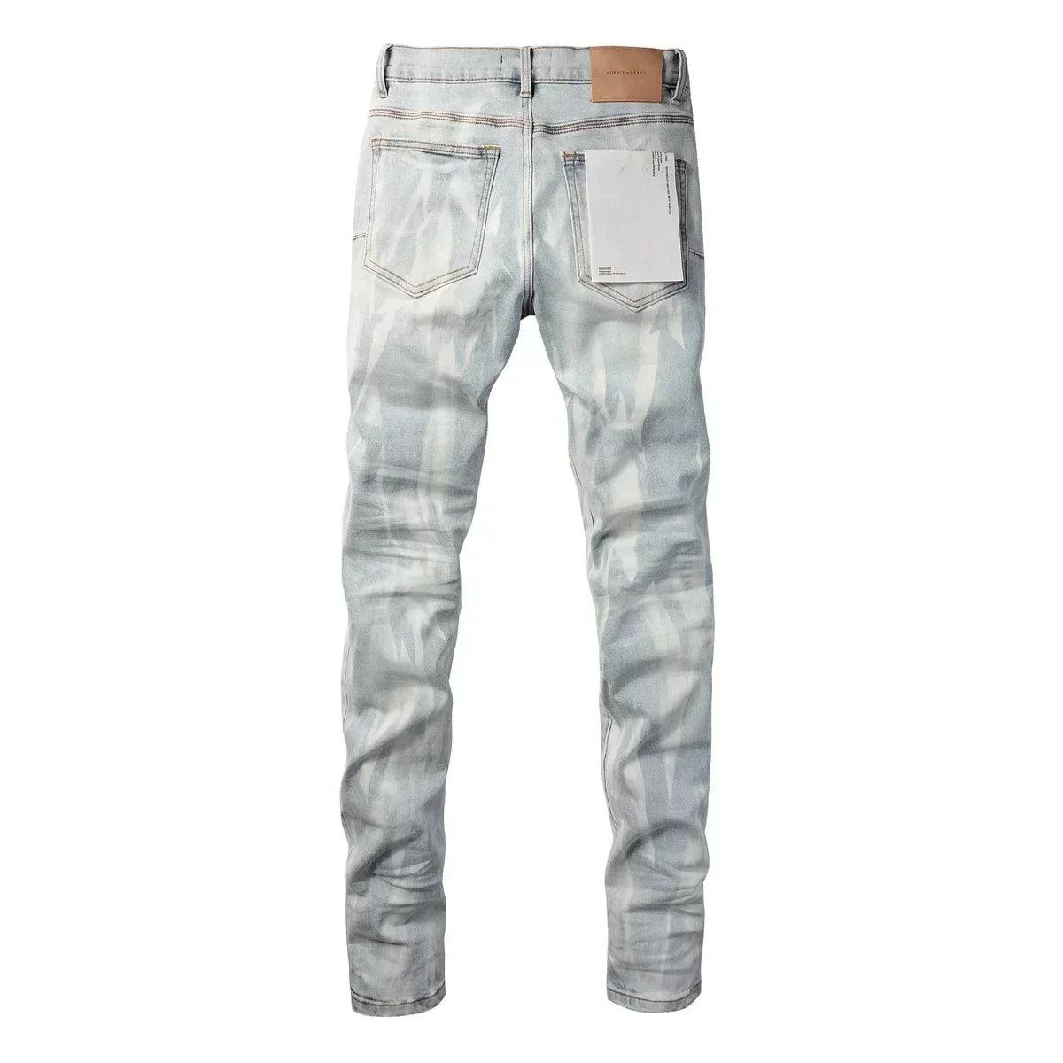 High street Purples jeans Men Fashion top quality Brands slim tie-dye washing personality Repair Low Raise Skinny Denim pants - So Real Fashion