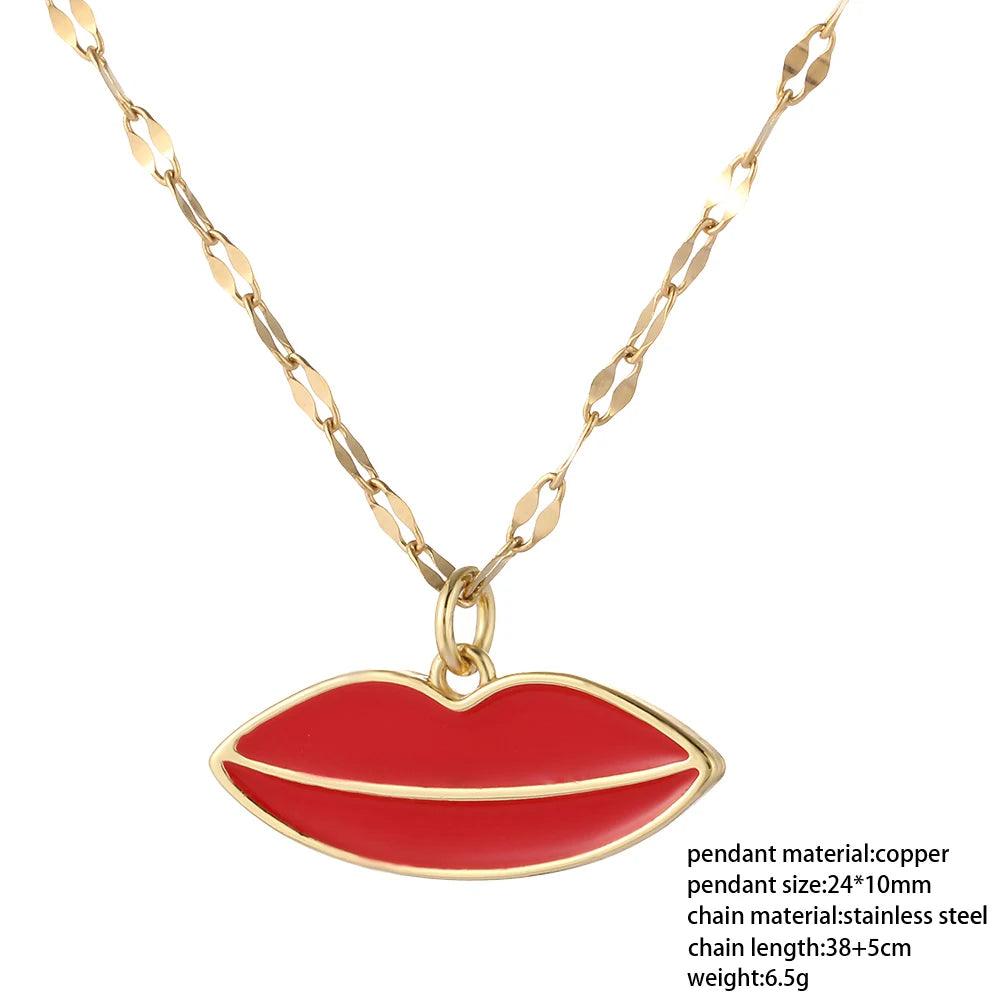 Red Heart Love Pendant Necklace for Women Choker Long Chains Neck Lace Gold Color Collar Lovers Gift Boho Party Fashion Jewelry - So Real Fashion