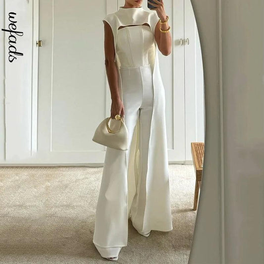 Elegant Cape Jumpsuit Set Chic Streetwear Style - So Real Fashion