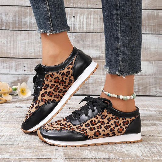 Leopard Platform Sneakers Stylish Comfortable Womens Fall Shoes - So Real Fashion