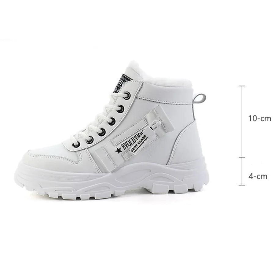 Women Sneakers winter shoes Leather trainers Woman Warm plush High Top sport shoes 2001 - So Real Fashion