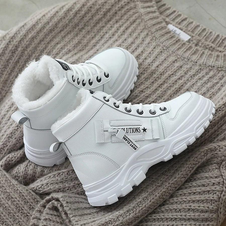 Women Sneakers winter shoes Leather trainers Woman Warm plush High Top sport shoes 2001 - So Real Fashion