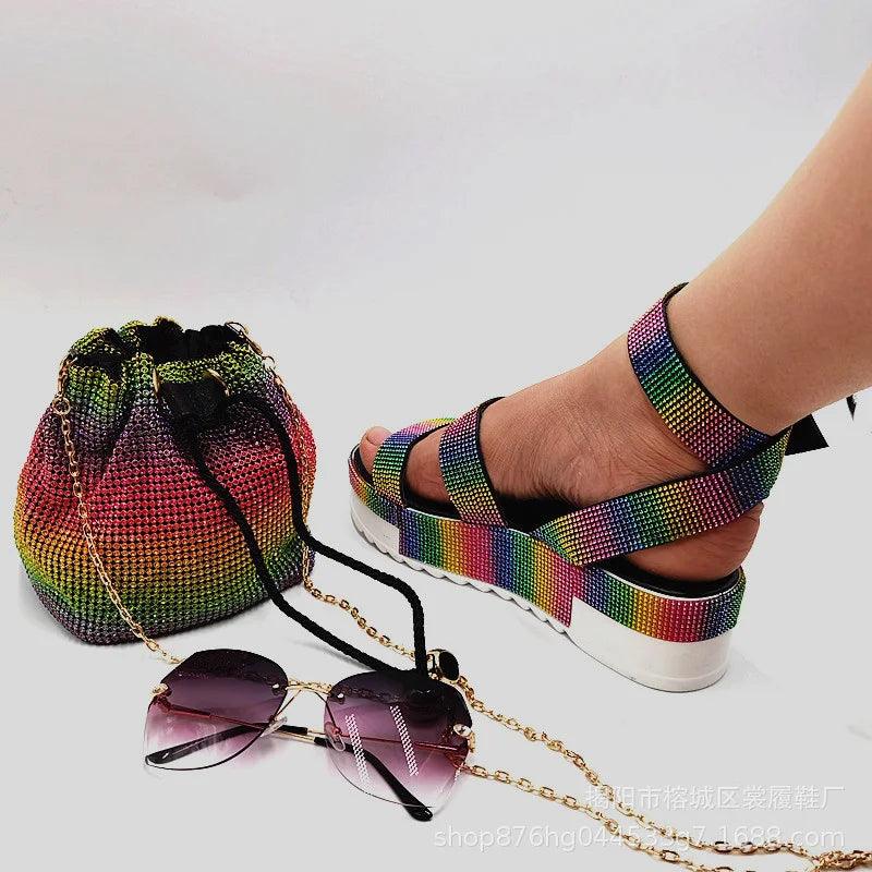 Rainbow Diamond Bag Shoe Set 2025 Trend - So Real Fashion