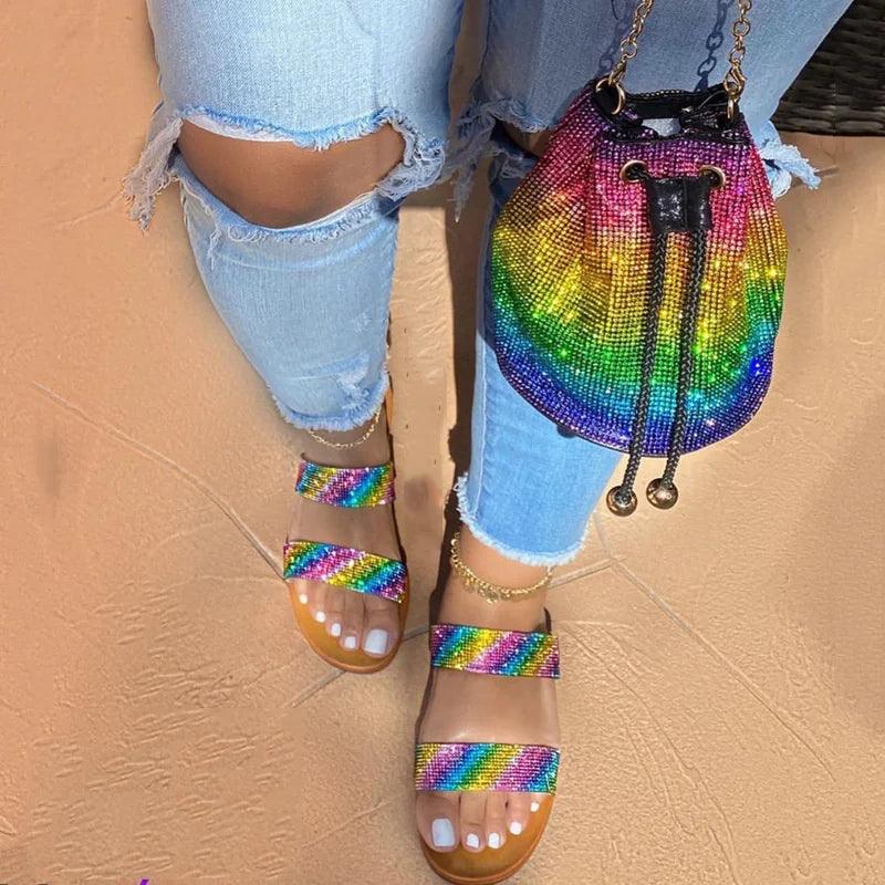 Rainbow Diamond Bag Shoe Set 2025 Trend - So Real Fashion