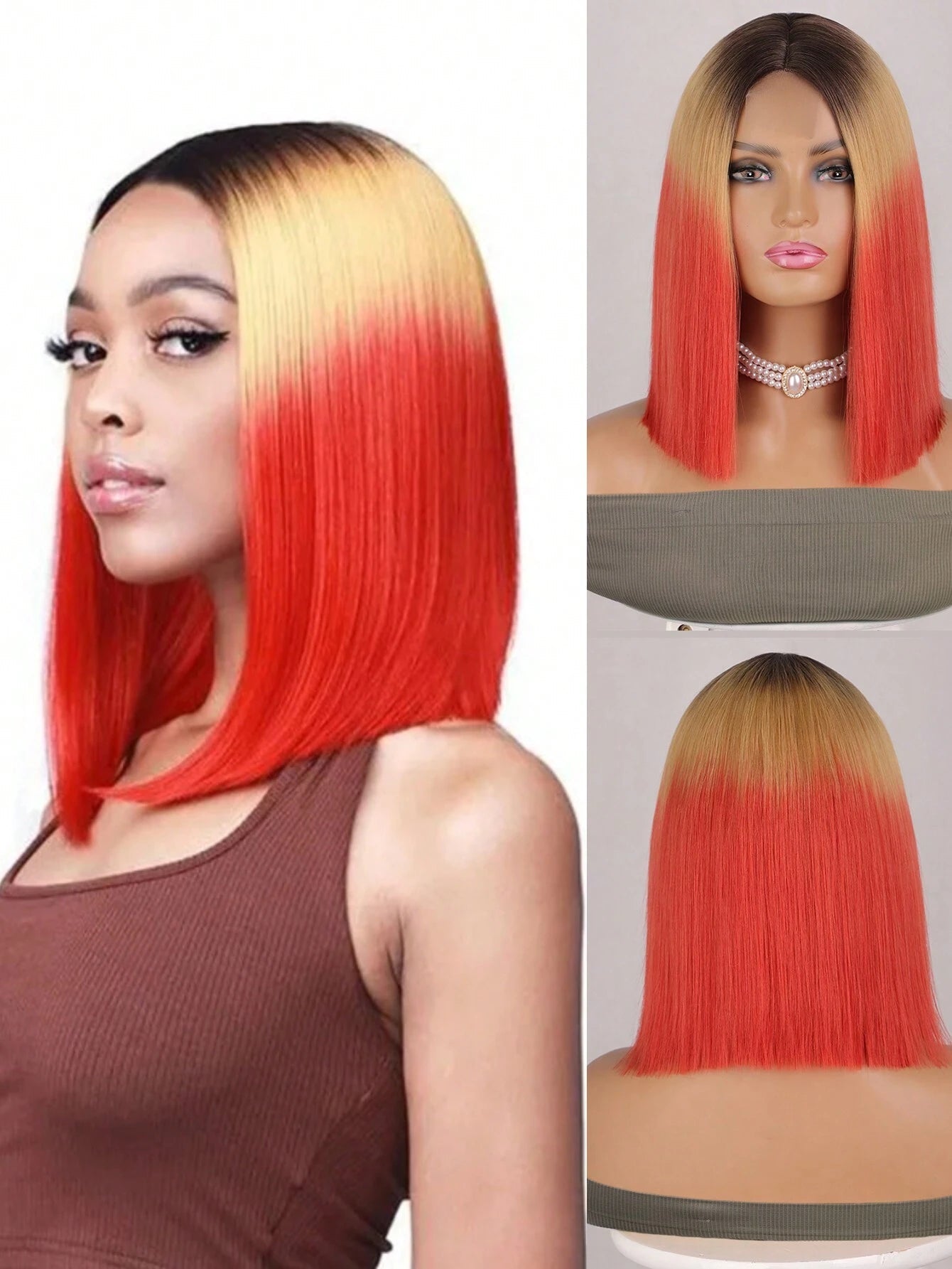 Chic Ombre Red Bob HeatStylable Short Wig - So Real Fashion