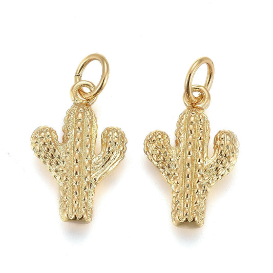 Gold Cactus Charms Earrings Necklaces Bracelets More - So Real Fashion