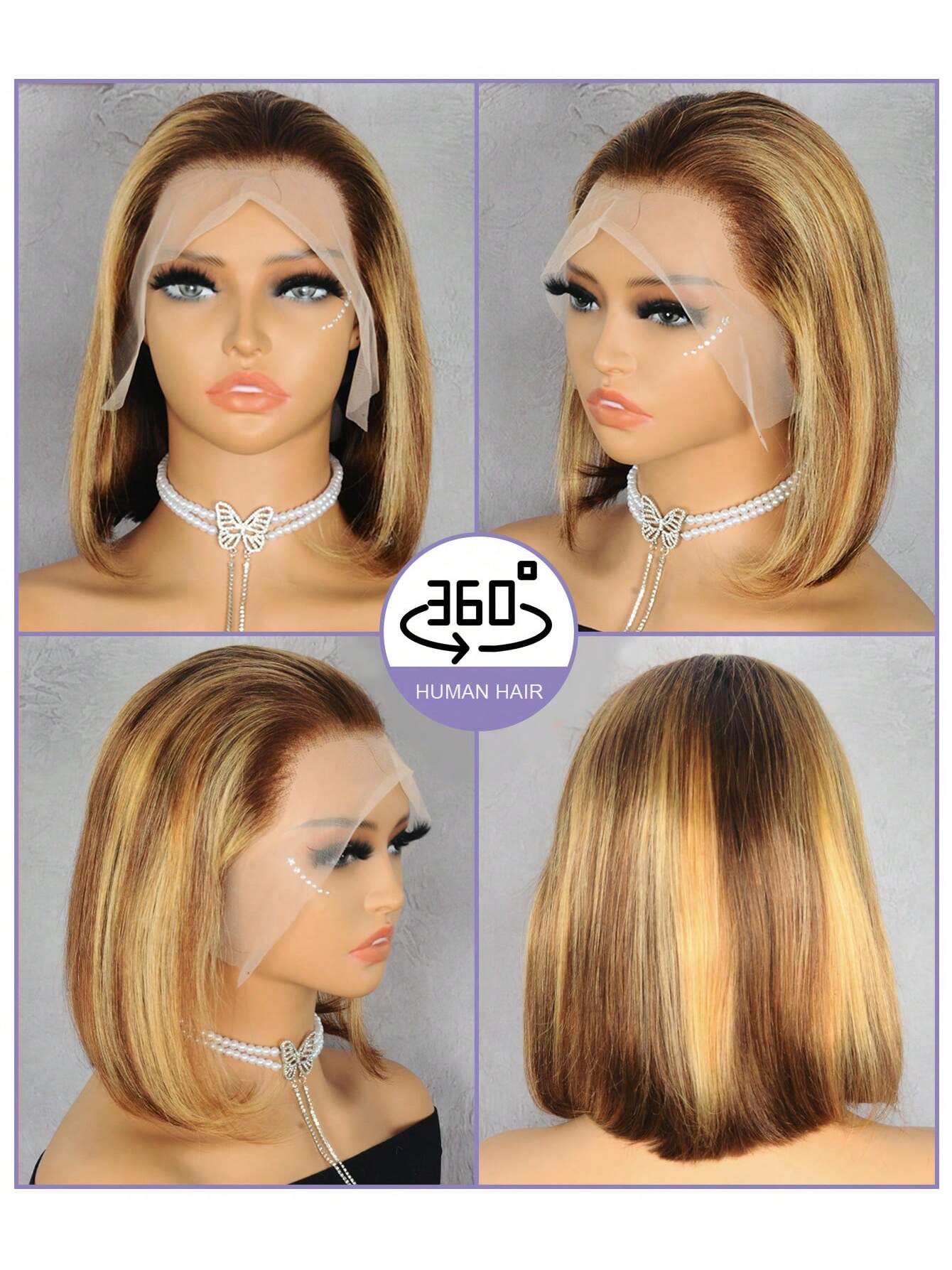 Honey Blonde Highlight Bob PrePlucked Beautiful - So Real Fashion