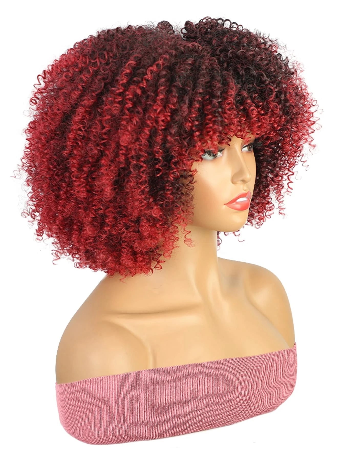 Kinky Curly Afro Wig Bouncy Bangs Natural Look - So Real Fashion