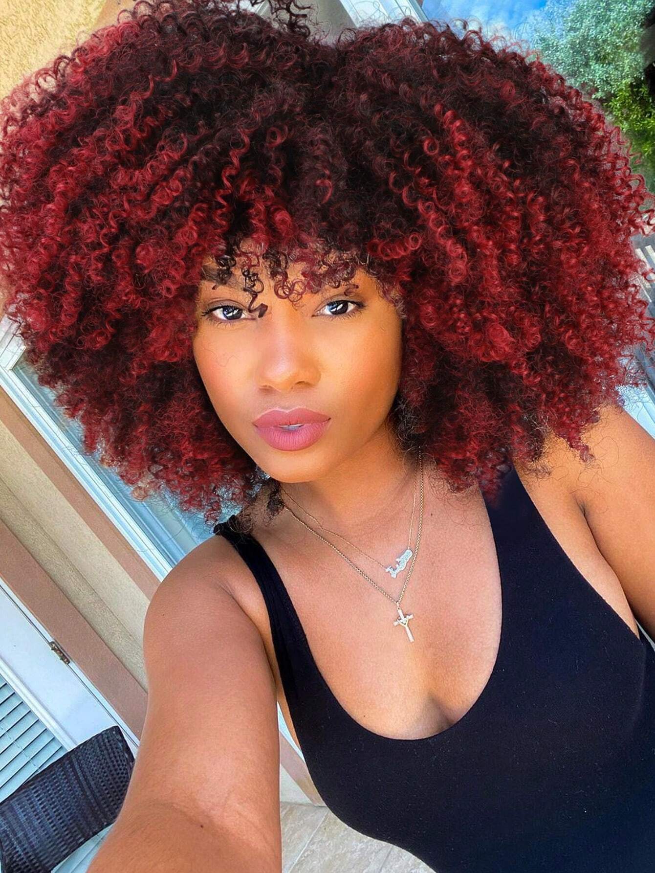 Kinky Curly Afro Wig Bouncy Bangs Natural Look - So Real Fashion