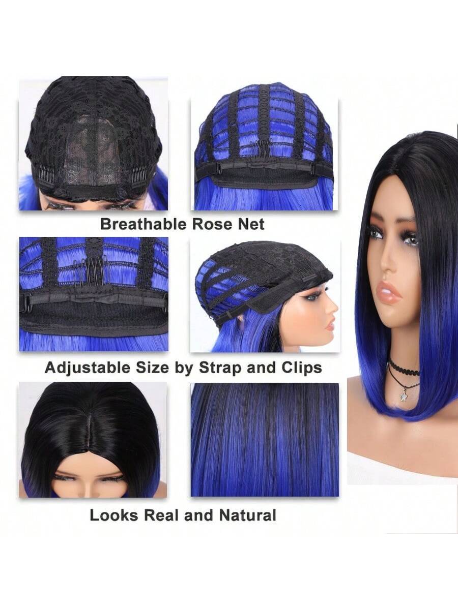 Ombre Bob Wig Black to Sapphire Blue Beauty - So Real Fashion