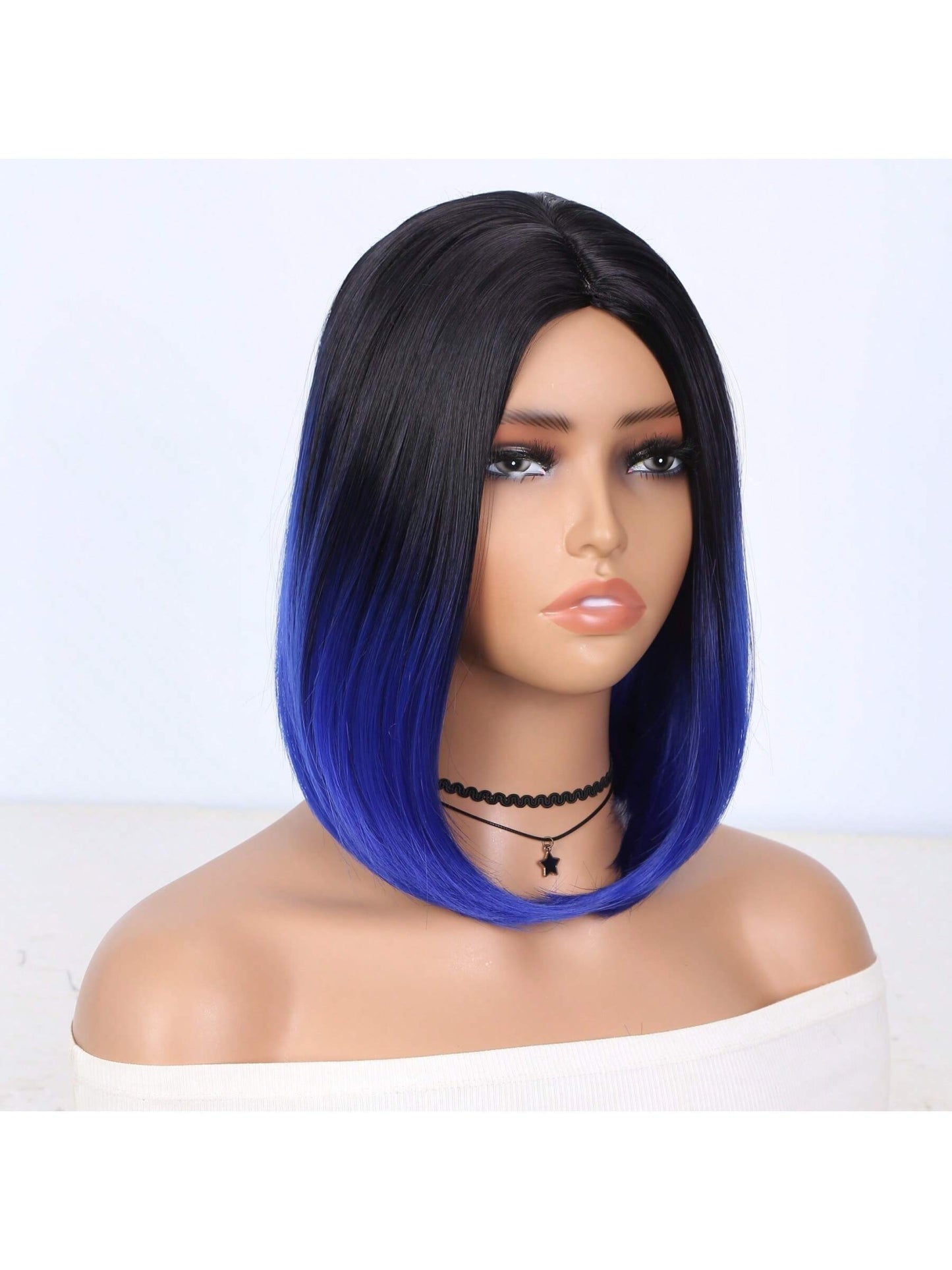 Ombre Bob Wig Black to Sapphire Blue Beauty - So Real Fashion