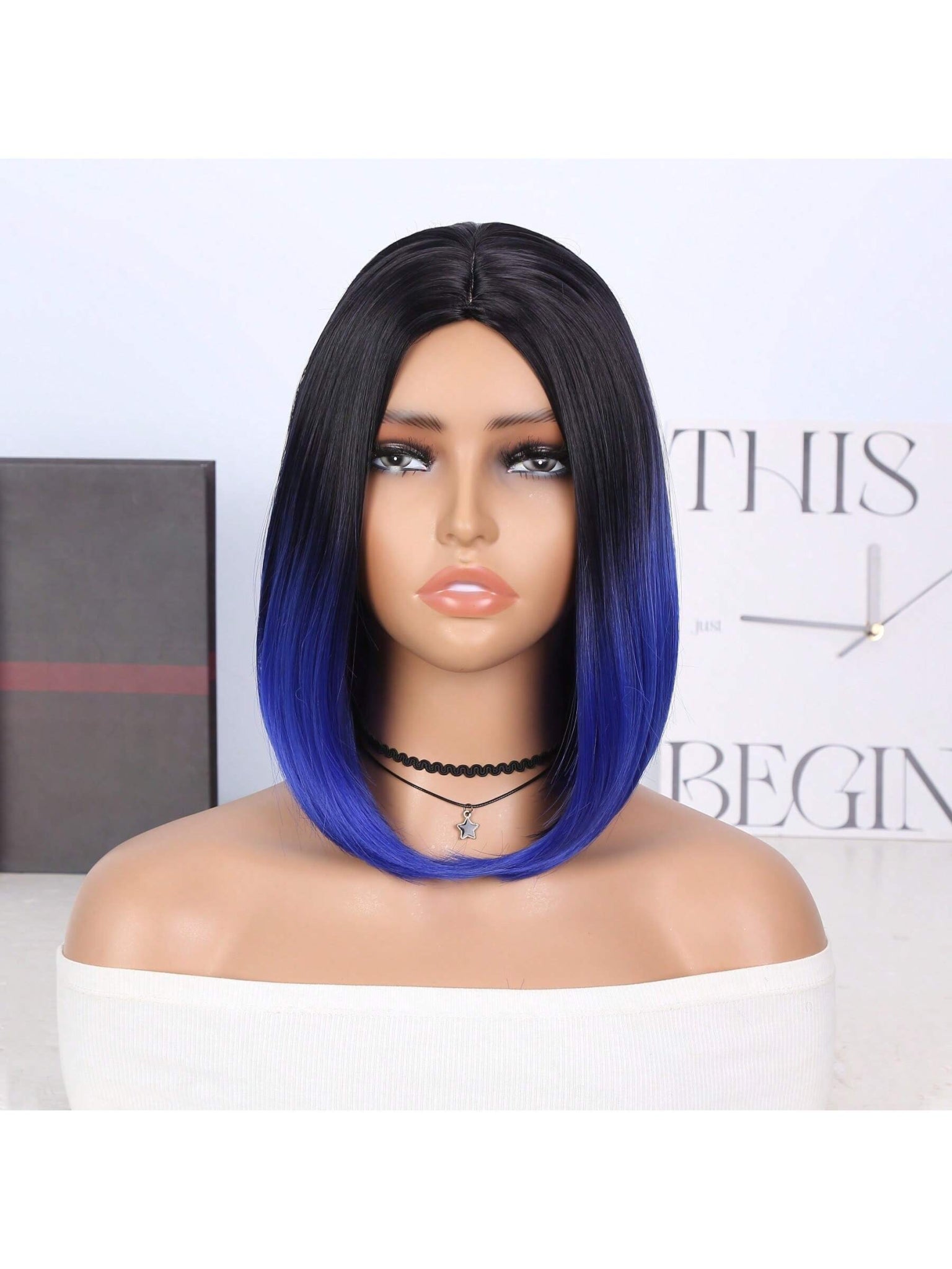 Ombre Bob Wig Black to Sapphire Blue Beauty - So Real Fashion