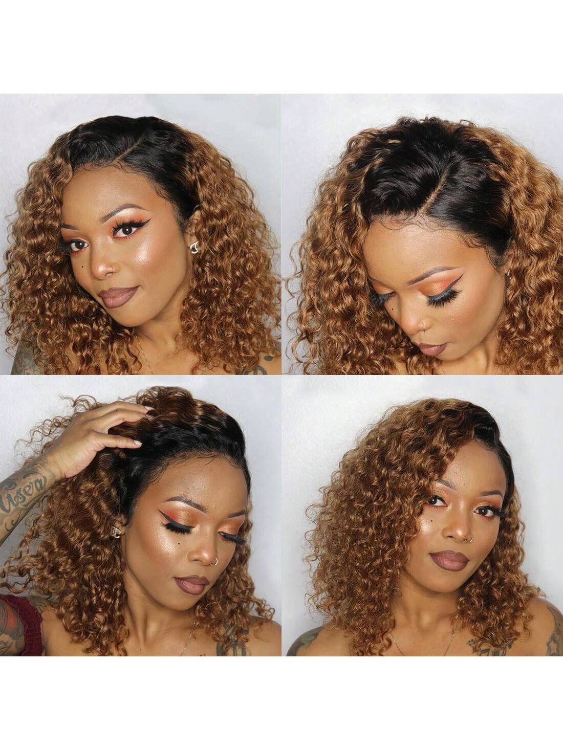 Ombre Brown Curly Bob Wig HD Lace Perfection - So Real Fashion