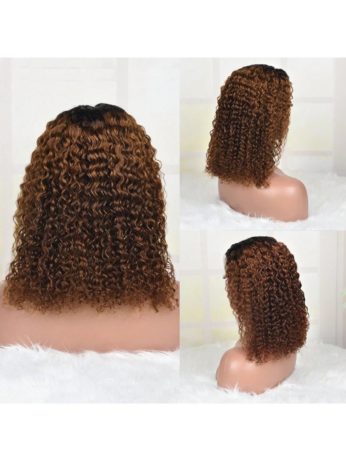 Ombre Brown Curly Bob Wig HD Lace Perfection - So Real Fashion