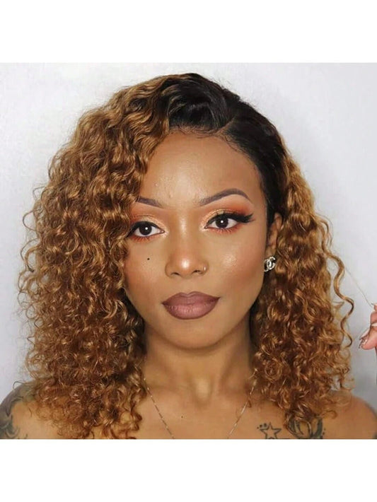 Ombre Brown Curly Bob Wig HD Lace Perfection - So Real Fashion