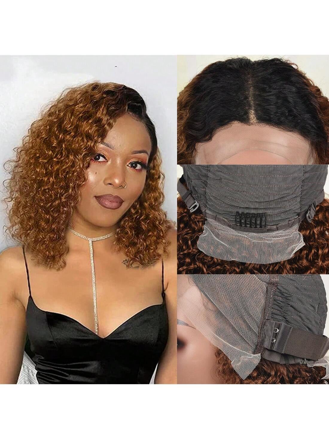 Ombre Brown Curly Bob Wig HD Lace Perfection - So Real Fashion