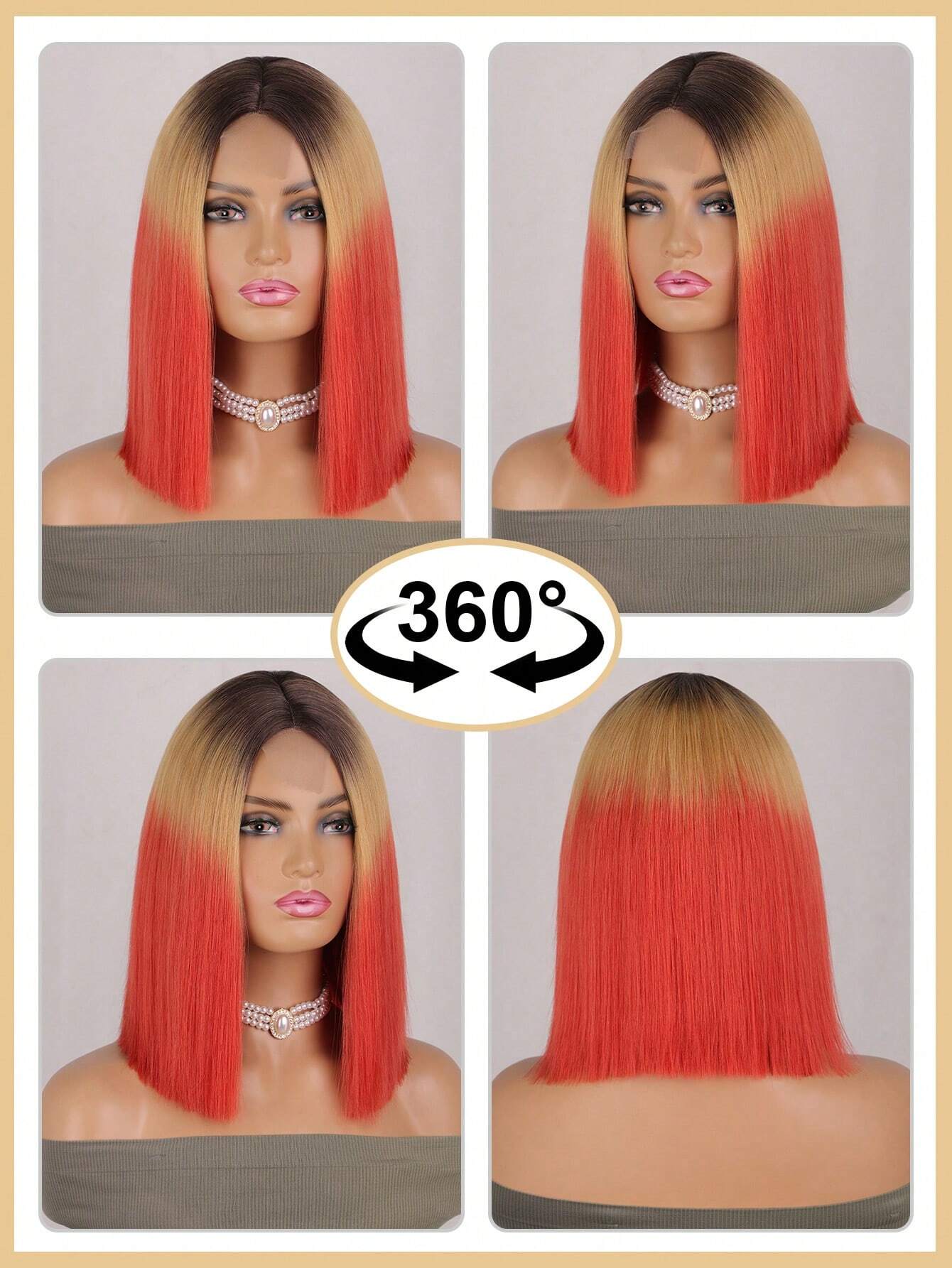 Ombre Red Bob Wig Chic Short HeatResistant - So Real Fashion