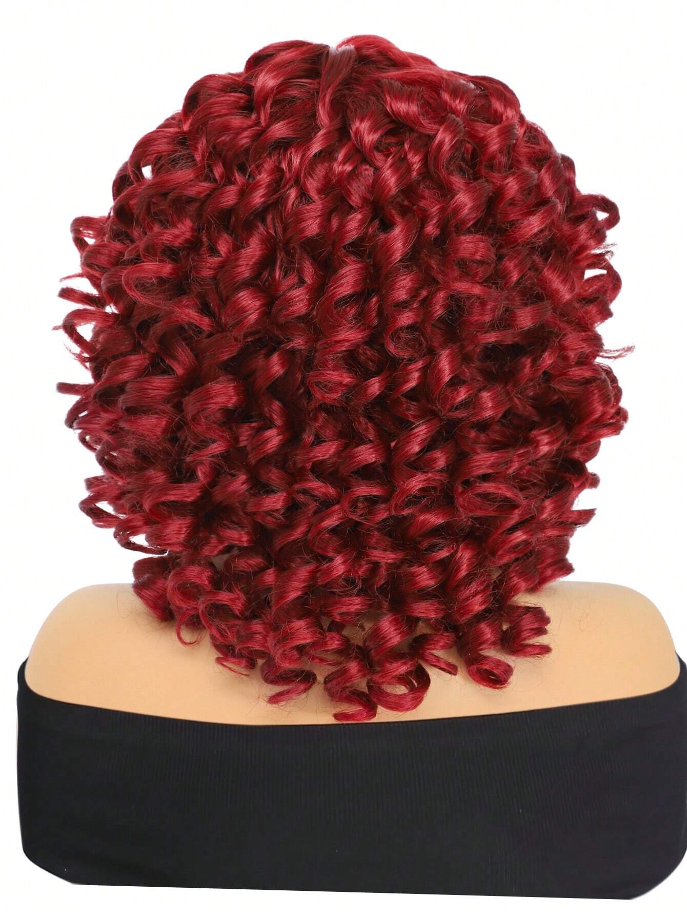 Red Bouncy Curly Wig with Bangs Easy Style - So Real Fashion