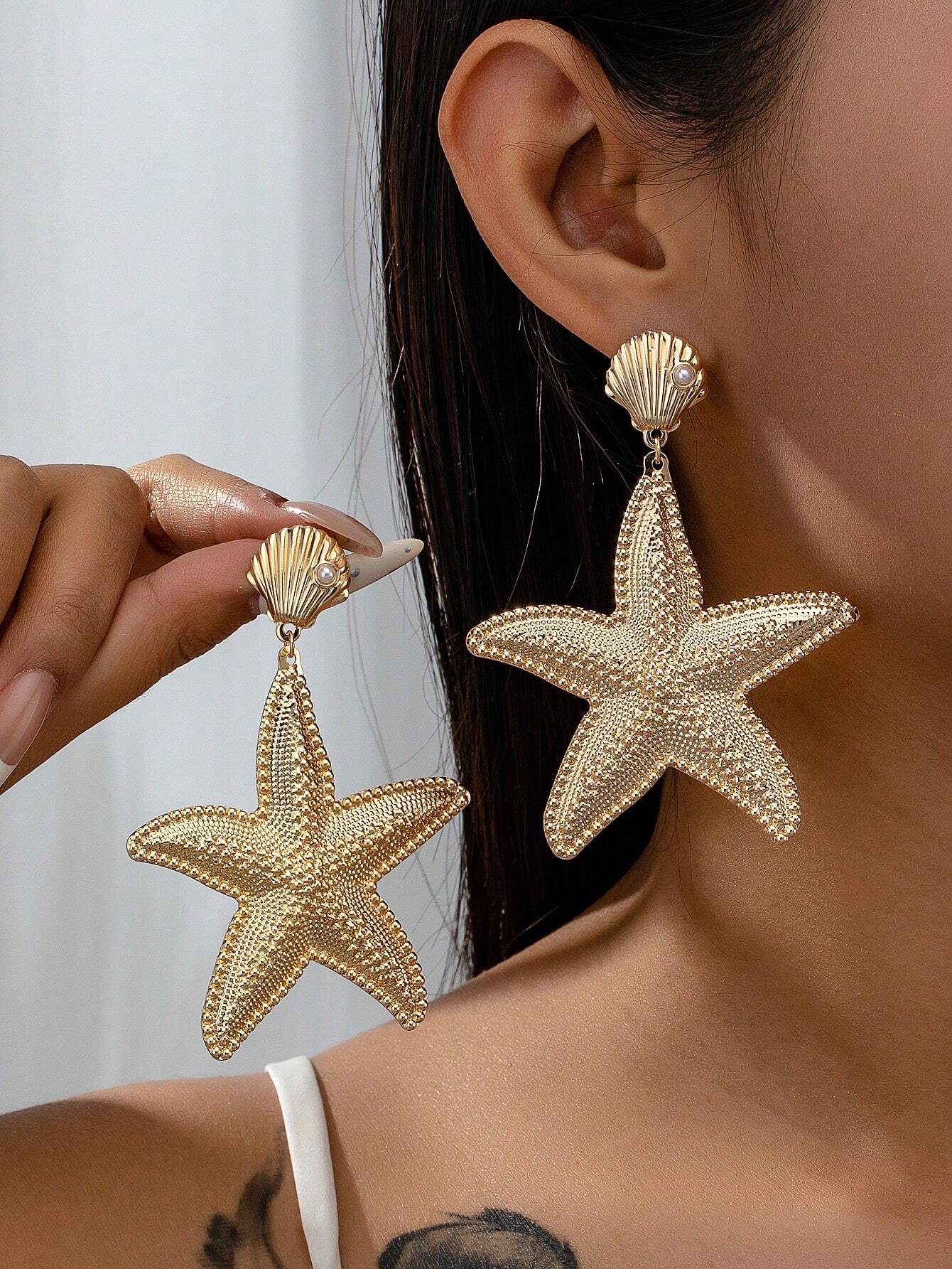 Seastar Shell Summer Earrings Ocean Sparkle - So Real Fashion