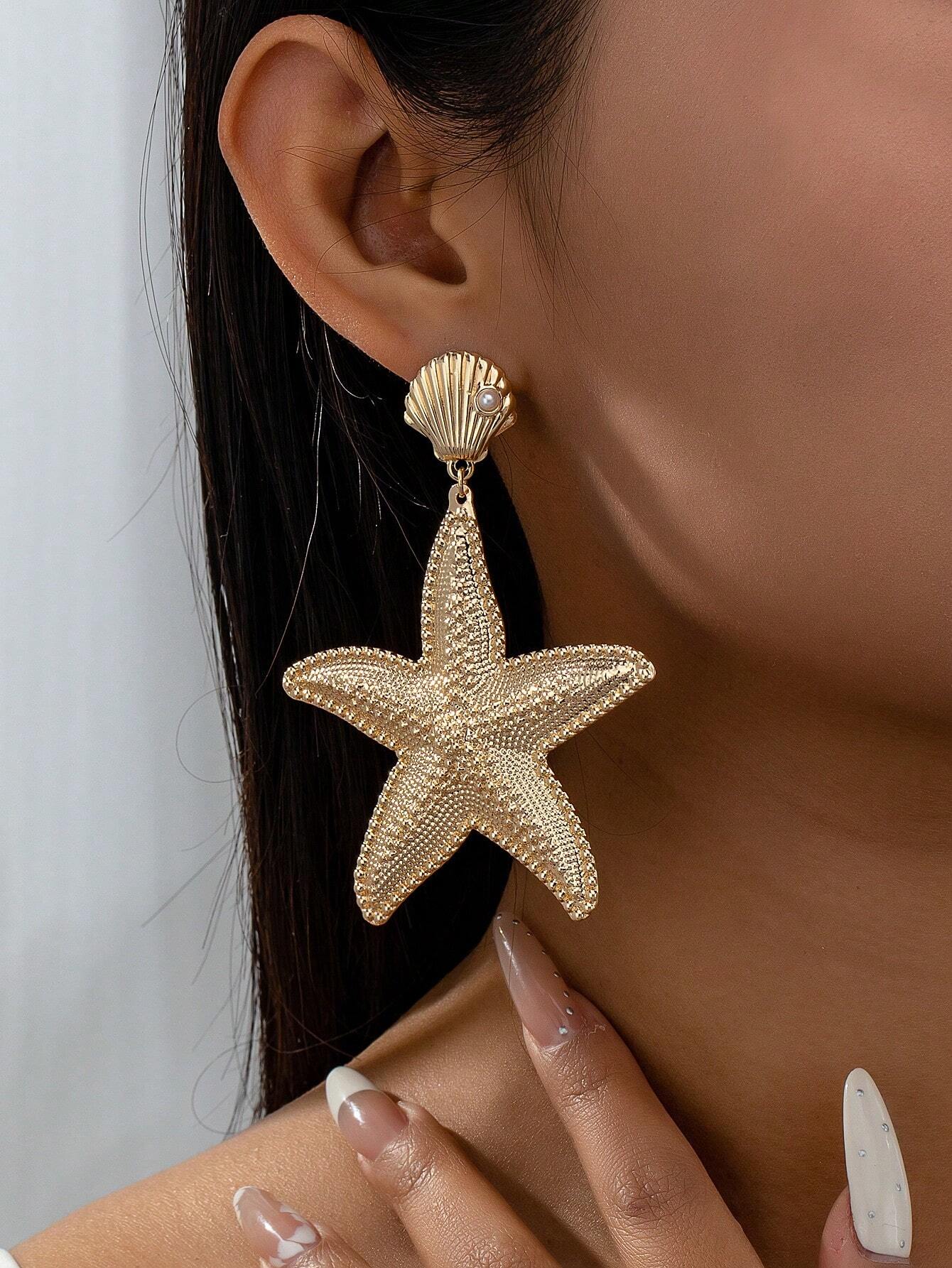 Seastar Shell Summer Earrings Ocean Sparkle - So Real Fashion